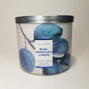 Bath & Body Works White Barn SUN-DRENCHED LINEN 3 Wick Scented Candle 14.5 oz